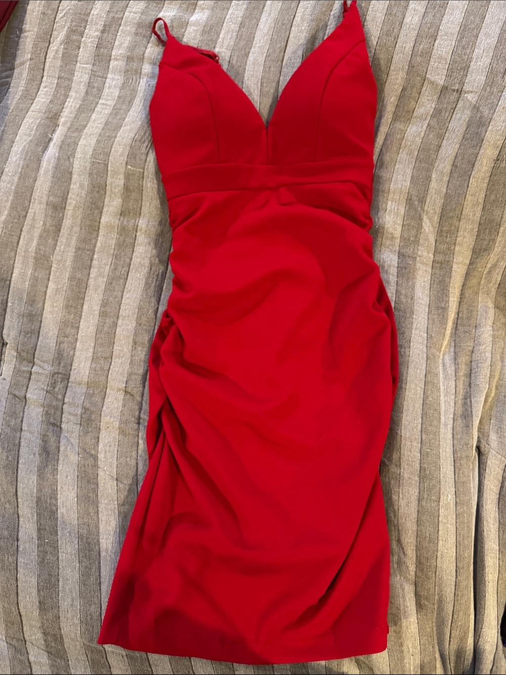 Emerald Sundae Red V-Neck Spaghetti Strap Mini Dress